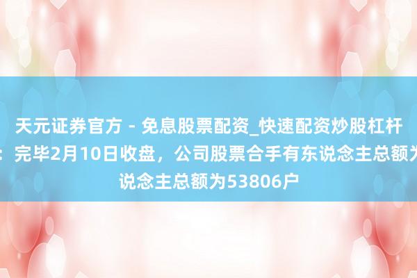天元证券官方 - 免息股票配资_快速配资炒股杠杆 慈文传媒：完毕2月10日收盘，公司股票合手有东说念主总额为53806户