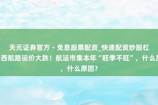 天元证券官方 - 免息股票配资_快速配资炒股杠杆 泰西航路运价大跌！航运市集本年“旺季不旺”，什么原因？